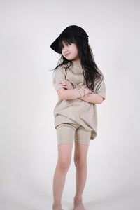 Shirt and Biker Shorts - Khaki