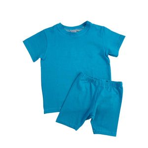 Shirt and Biker Shorts - Aqua