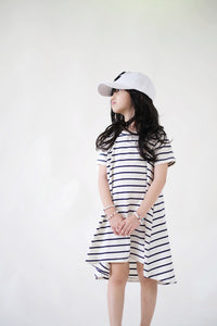 Swing Dress - B&W Stripes