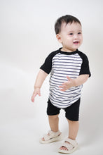 Load image into Gallery viewer, Raglan T-Shirt - Black &amp; Stripes
