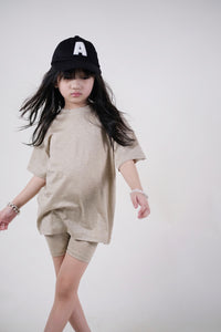 Shirt and Biker Shorts - Khaki