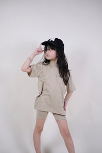 Shirt and Biker Shorts - Khaki