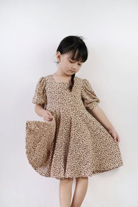 Puff Sleeve Dress - Animal Print