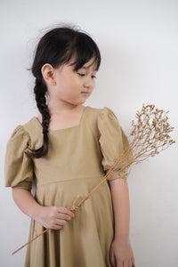 Puff Sleeve Dress - Tan