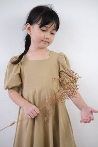 Puff Sleeve Dress - Tan