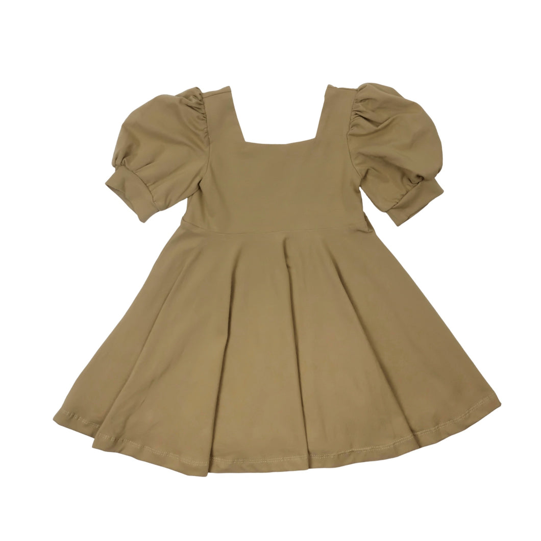 Puff Sleeve Dress - Tan