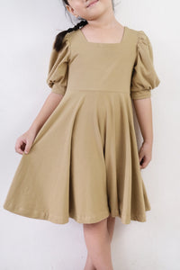 Puff Sleeve Dress - Tan