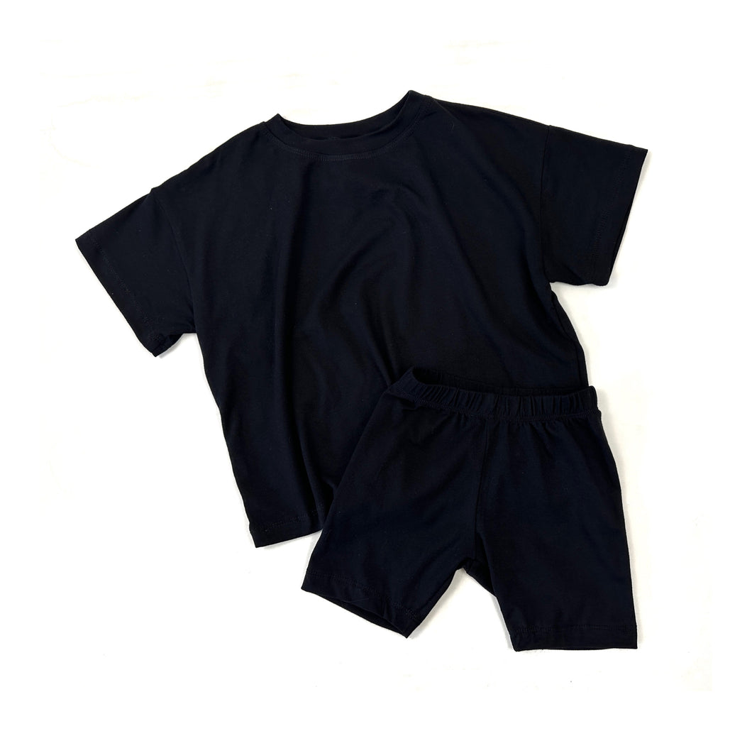 Shirt and Biker Shorts - Black OS