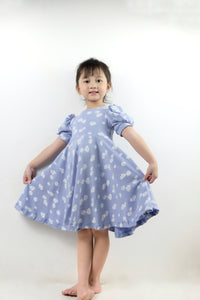 Puff Sleeve Dress - Daisy (Periwinkle)