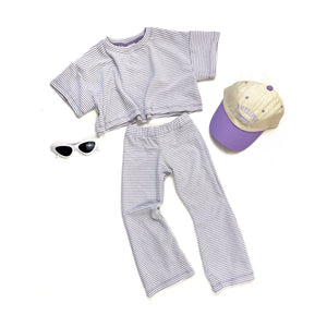 Crop Top & Flared Trousers Set - Lavander