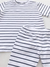 Load image into Gallery viewer, Shirt and Biker Shorts - B&amp;W Stripes
