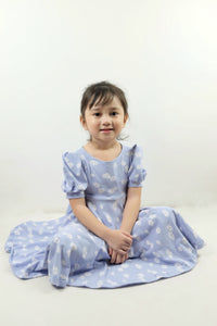 Puff Sleeve Dress - Daisy (Periwinkle)