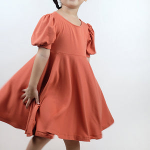 Puff Sleeve Dress - Apricot