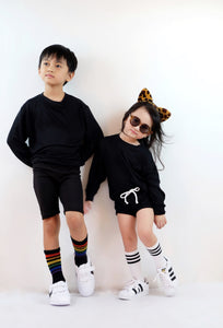 Sweatshirt and Shorts Set - Black