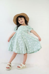 Puff Sleeve Dress - Daisy (Mint)