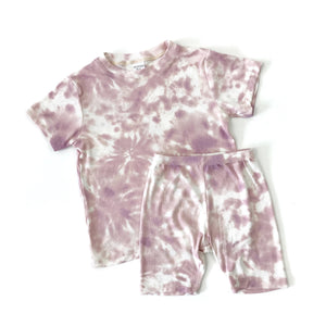 Shirt and Biker Shorts - Pink Tie-dye