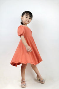 Puff Sleeve Dress - Apricot