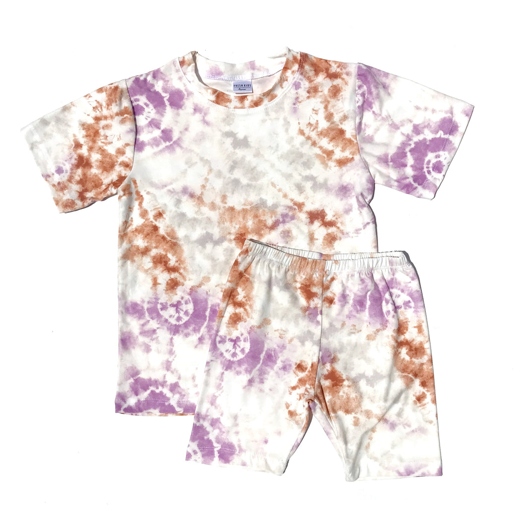 Shirt and Biker Shorts Set - Tie Dye Multicolor